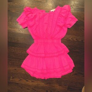 LoveShackFancy Hot Pink Ruffled Natasha dress Size Small